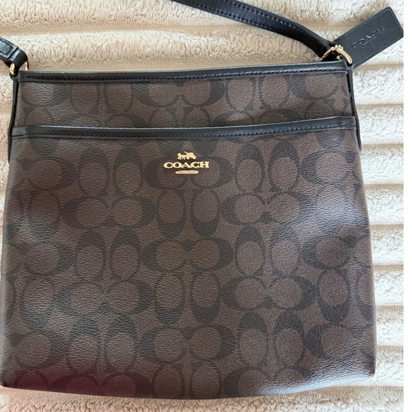 Coach Handbags - Coach Rowan File Bag Signature Canvas Mahogany Black Crossbody F29210